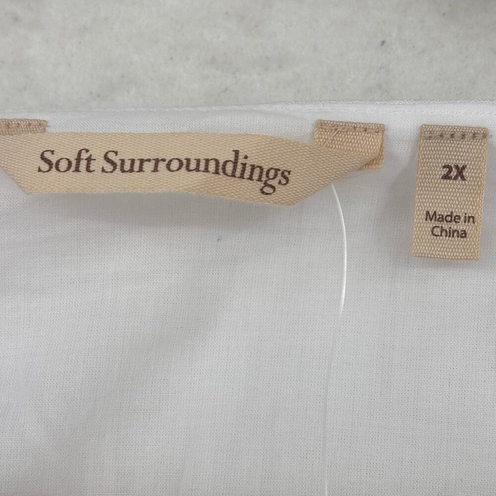Soft Surroundings Boho Dress Size 2X White Embroidered Details 3/4 Sleeve Lined - Picture 5 of 13